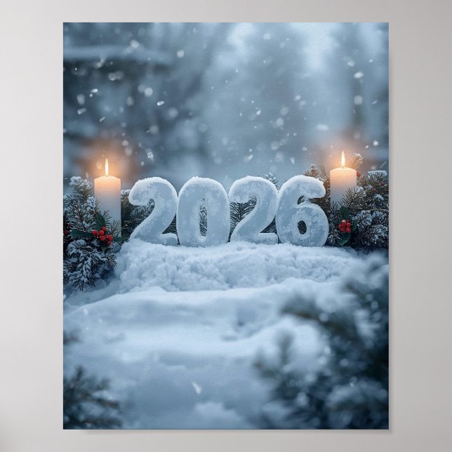 happy new year 2026 frosty winter poster (Frente)