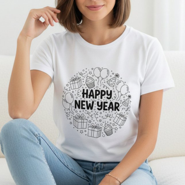 Happy New Year T-Shirt – Elegant Modern Festive (Criador carregado)
