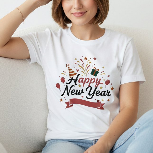 Happy New Year T-Shirt – Elegant Modern Festive  (Criador carregado)