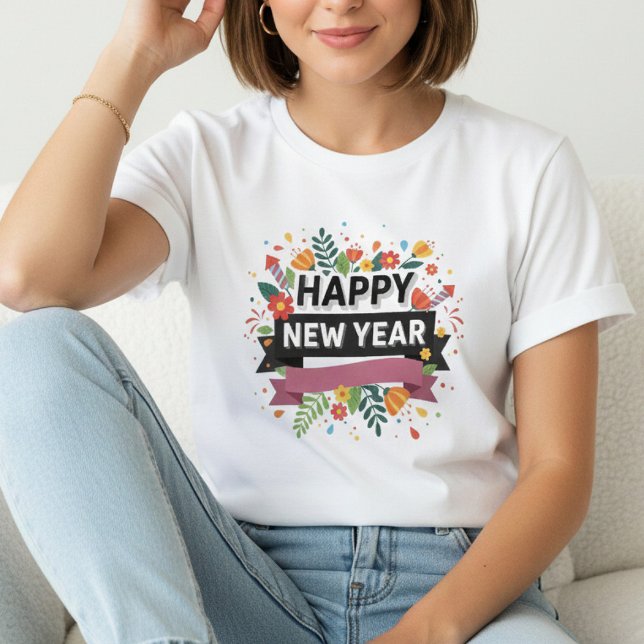 Happy New Year T-Shirt – Elegant Modern Festive (Criador carregado)