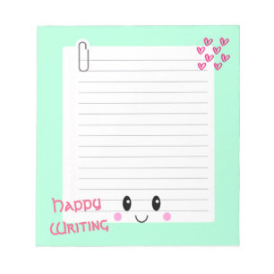 Happy Notes Green: Bloco de notas Kawaii