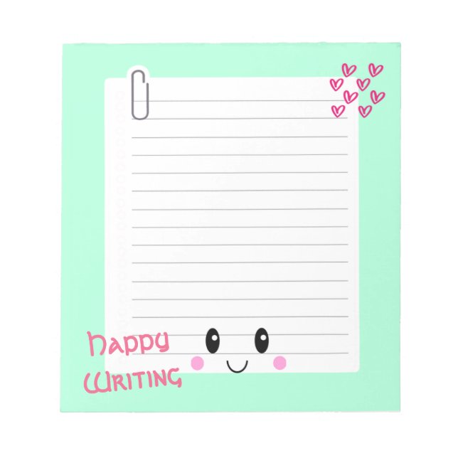 Happy Notes Green: Bloco de notas Kawaii (Frente)