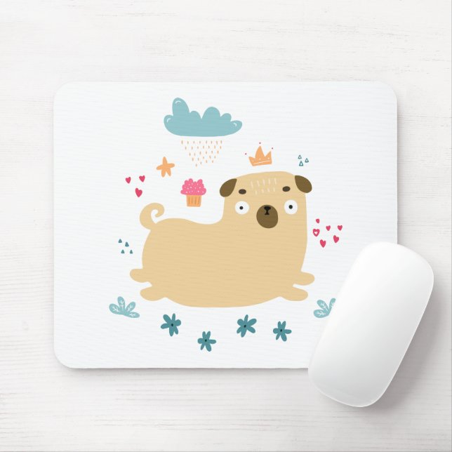 Happy Puggy Mousepad (Com mouse)