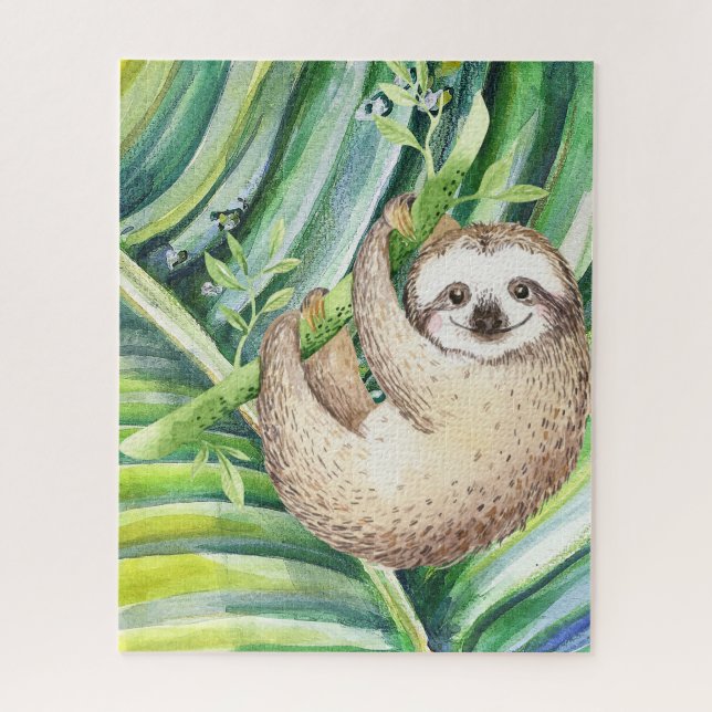 Happy Sloth Tropical Quebra-cabeça (Vertical)
