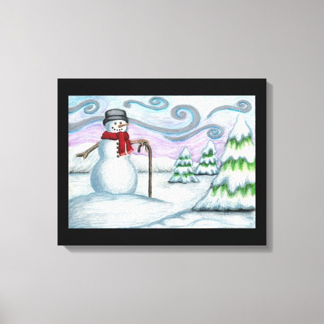Happy Snowman Winter Wonderland Canvas (Frente)