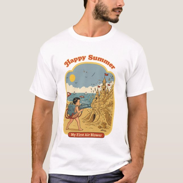 Happy Summer: My First Air BlowMen's Basic T-Shirt (Frente)