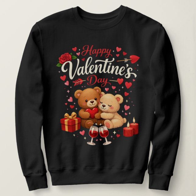 Happy Valentine's Day T-Shirt | Cute Bear Couple (Frente do Design)
