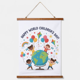 Happy World Children’s Day Wood Topped Wall