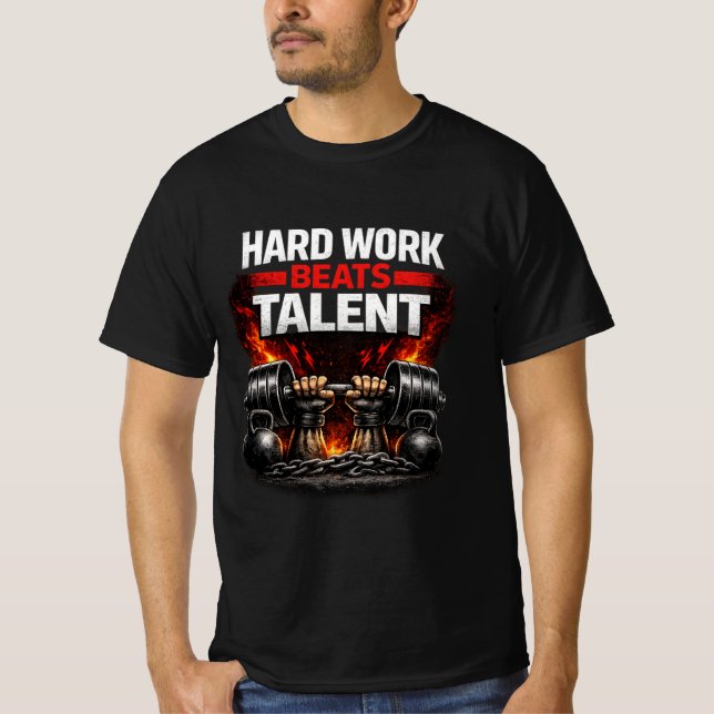 Hard Work Beats Talent Gym T-Shirt | Hardcore Body (Frente)