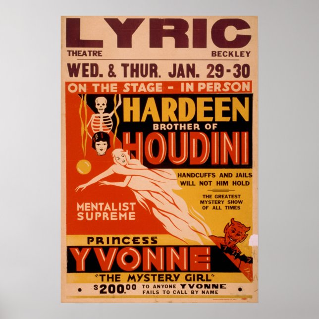 HARDEEN Mentalist VAUDEVILLE Poster (Frente)