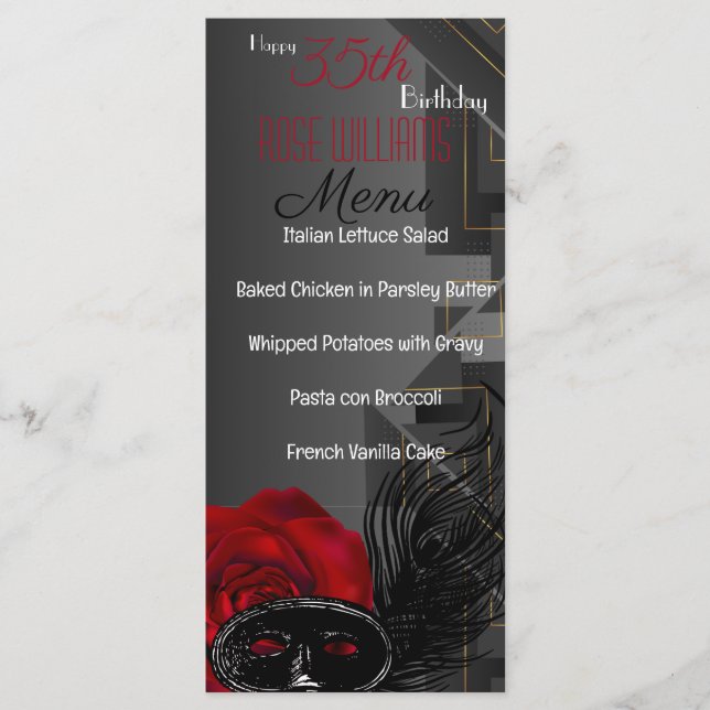 Harlem Renaissance Birthday Menu (Frente)