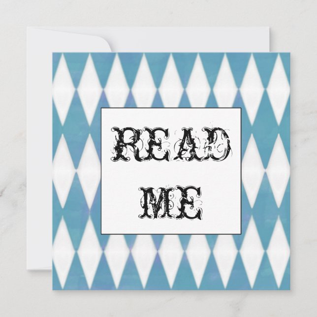 Harlequin Alice quadrada no convite do país das (Frente)