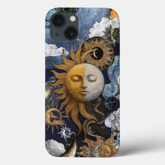 Harmonia Celestial: Colagem Vintage do Sol e da Lu