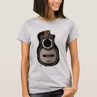 Harmonia em Noir: Camiseta de impressão de guitarr