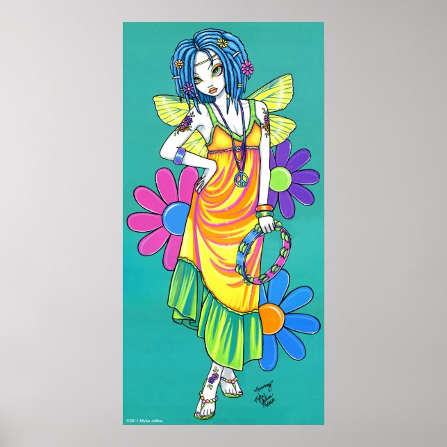 "Harmonia" Rainbow Flower Child Fairy Poster (Frente)