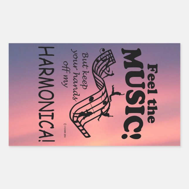 Harmonica Sente O Adesivo Retangular De Música (Frente)