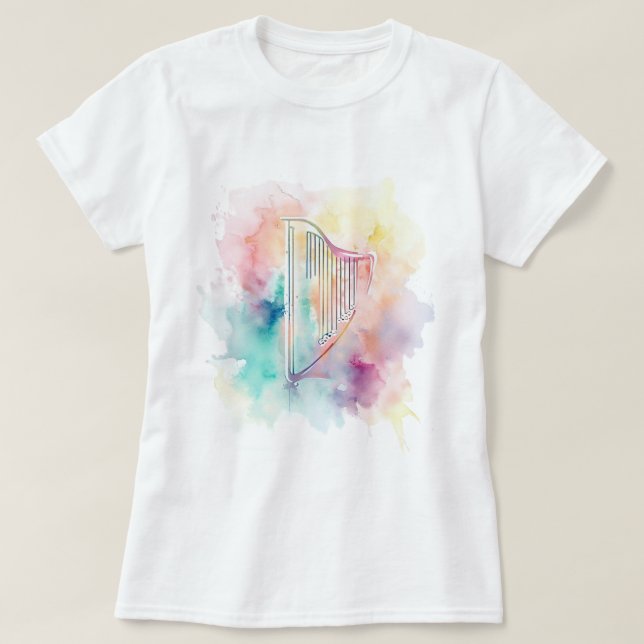 Harp Watercolor T-Shirt (Frente do Design)