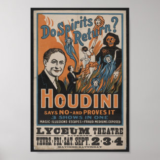 Harry Houdini Vintage Poster de Desempenho Mágico