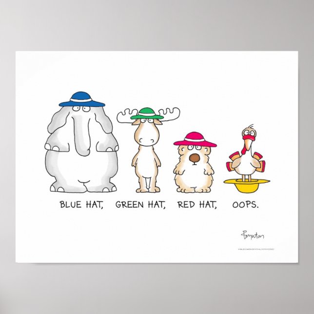 HAT AZUL, HAT VERDE, OOPS poster por Sandra Boynto (Frente)