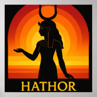 Hathor Egípcia Deusa Sunset Poster Art