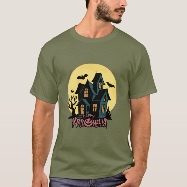 Haunted Moonlight Halloween T-Shirt (Frente)
