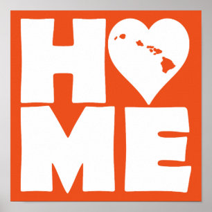 Hawaii Home Heart State Poster