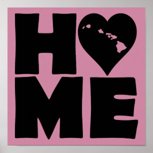 Hawaii Home Heart State Poster Sinal