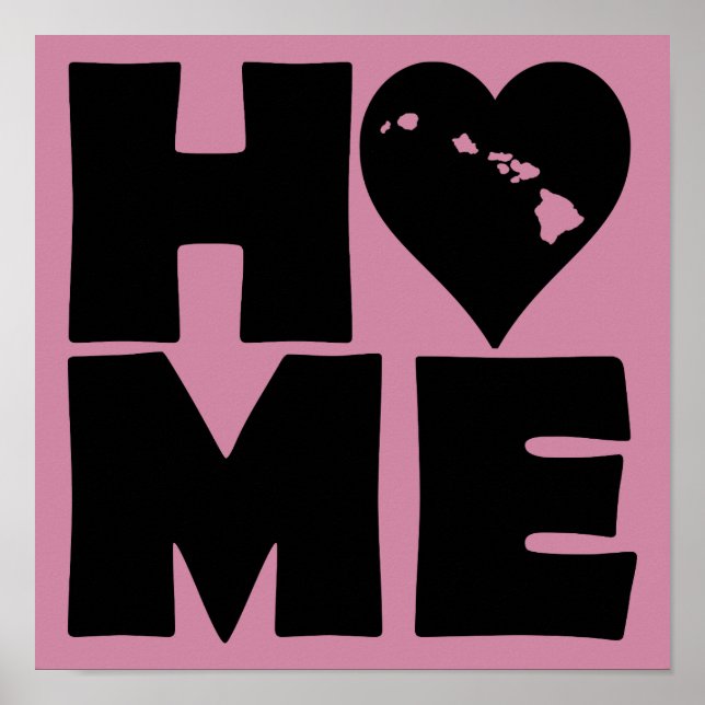 Hawaii Home Heart State Poster Sinal (Frente)