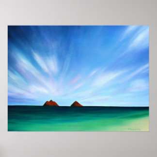 Hawaii Mokulua Islands Ocean Art Poster