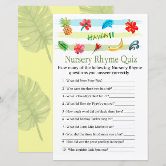 Hawaii Nursery Rhyme jogo de chá de fraldas do Qui