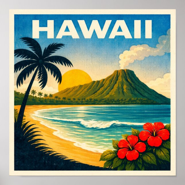 Hawaii Vintage Travel Poster (Frente)