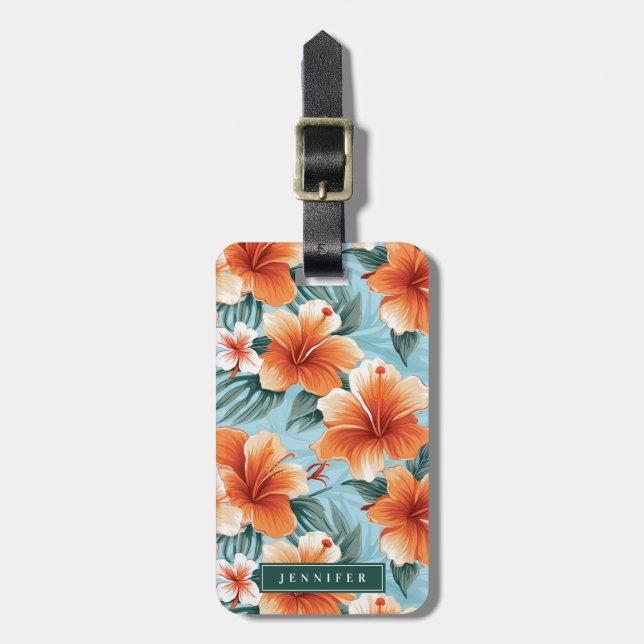 Hawaiian Flowers Luggage Tags (Frente Vertical)