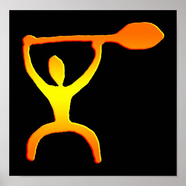 Hawaiian Paddle Man Petroglicph Impressão (Frente)