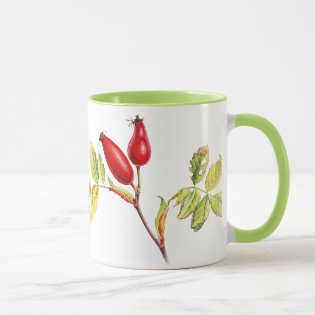 Hawthorn & rosa hip botânica, caneca verde (Direita)