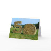 "Hay! Feliz 50º!" cartão de saudação com Hay Bales