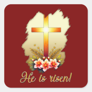 He Is Risen – Christian Easter Cross - Autocolante