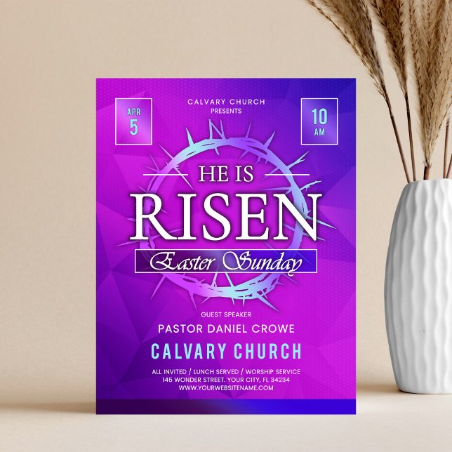 He Is Risen Easter Sunday Church Flyer (Criador carregado)
