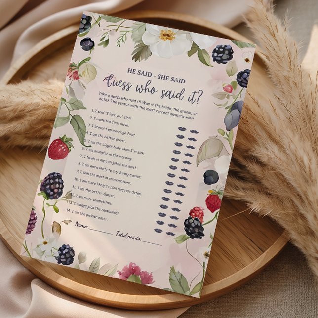 He Said She Said Floral Bridal Shower Game (Criador carregado)