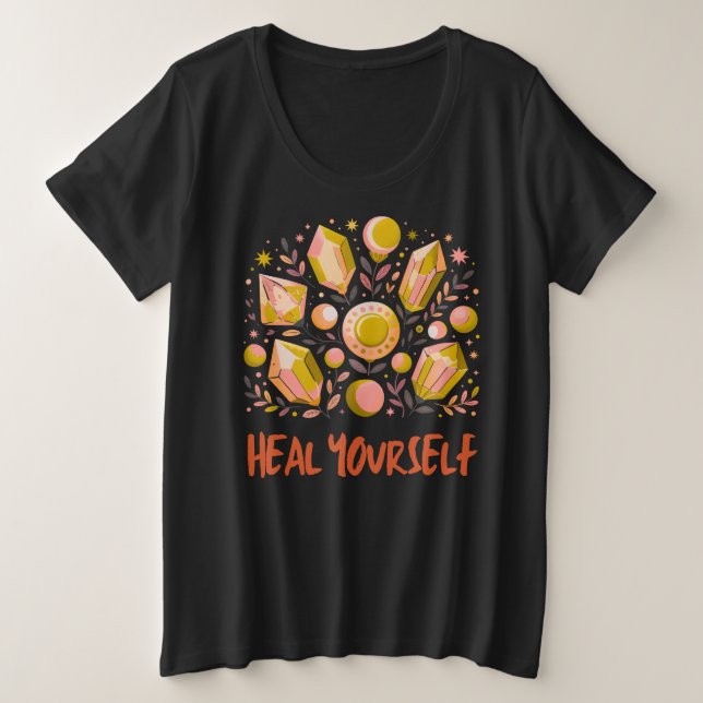Heal Yourself Plus-Size Tee Celestial Crystal Top (Frente do Design)