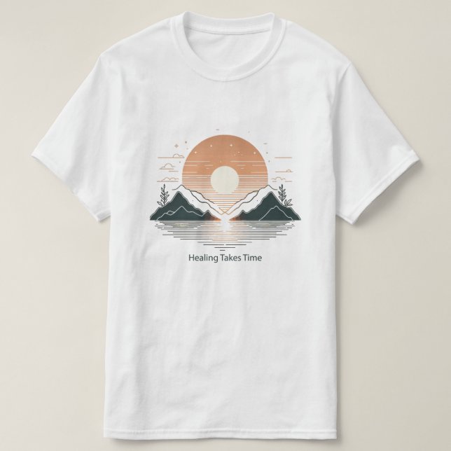 Healing Takes Time" Minimalist T-Shirt | Lake & Mo (Frente do Design)