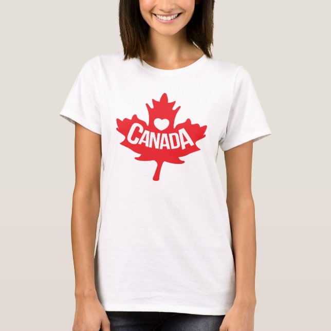 Heart ama a camiseta das folhas do Canadá (Frente)