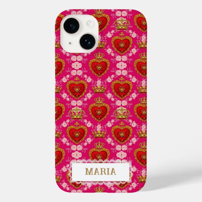 Heart and Crown Fuchsia Pink Maximalist Custom (Verso)