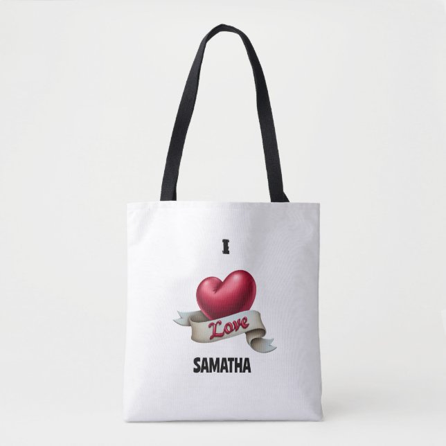 "Heart & Banner" Personalized Keepsake Tote (Frente)