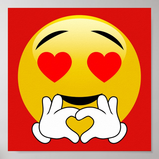 Heart Emoji Com Poster Vermelho De Mãos De Amor (Frente)