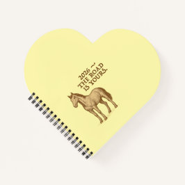 Heart notebook with motivational text and horse