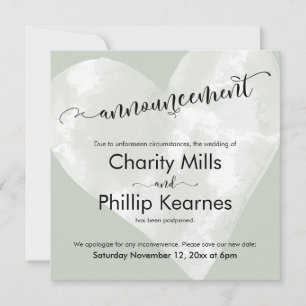 Heart Sage Green adiou o anúncio de casamento