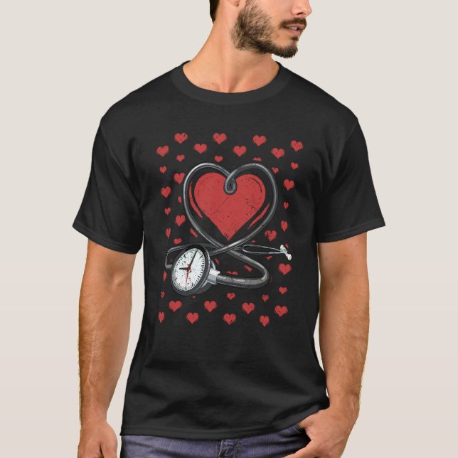 Heart Stethoscope Cute Love Scrub Top Valentines D (Frente)