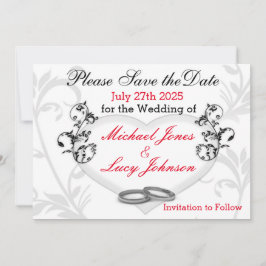 Heart & Vines Save The Date Card (Salve o cartão d