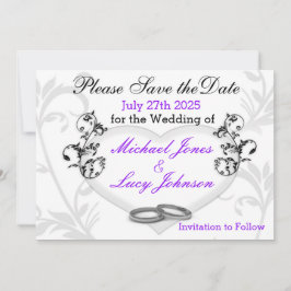Heart & Vines Save The Date Card (Salve o cartão d