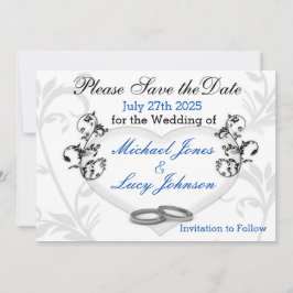 Heart & Vines Save The Date Card (Salve o cartão d